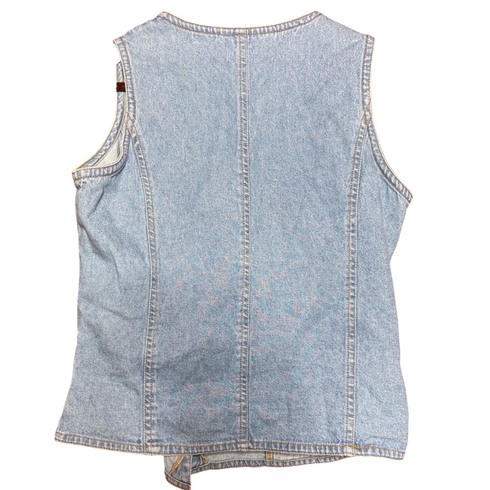 Vintage Metrostyle Women 4 Light Wash Denim Vest V-Neck Jean Top 90s Y2K Blue - Picture 2 of 9